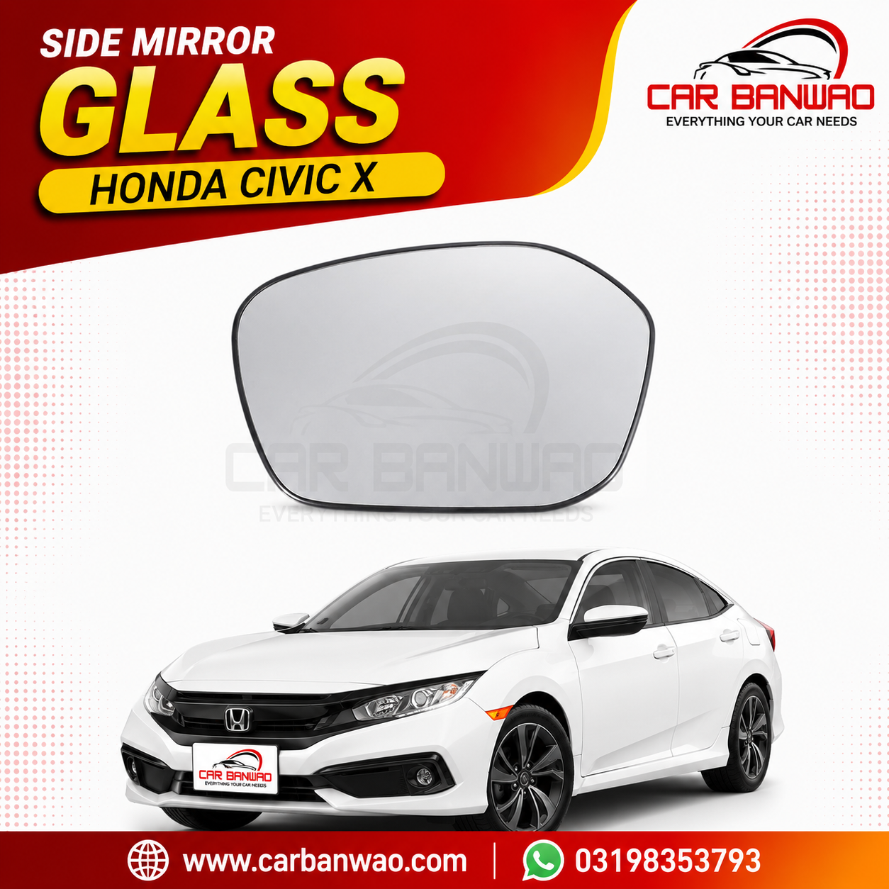 Side Mirror Plate / Tokri / Glass Honda Civic